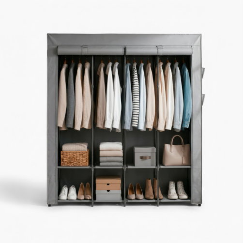 Portable Fabric Wardrobe - 170 x 45 x 167cm - Grey