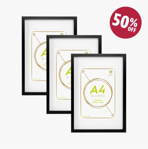 A3 (12" x 17") Photo Frames with A4 Mounts - Black - Pack of 3