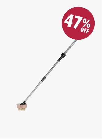 Telescopic Long Handle Weed Brush - 135cm - Chrome/Black