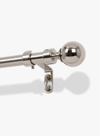 Extendable Metal Ball Curtain Pole Kit - 77 to 250cm - Brushed Nickel