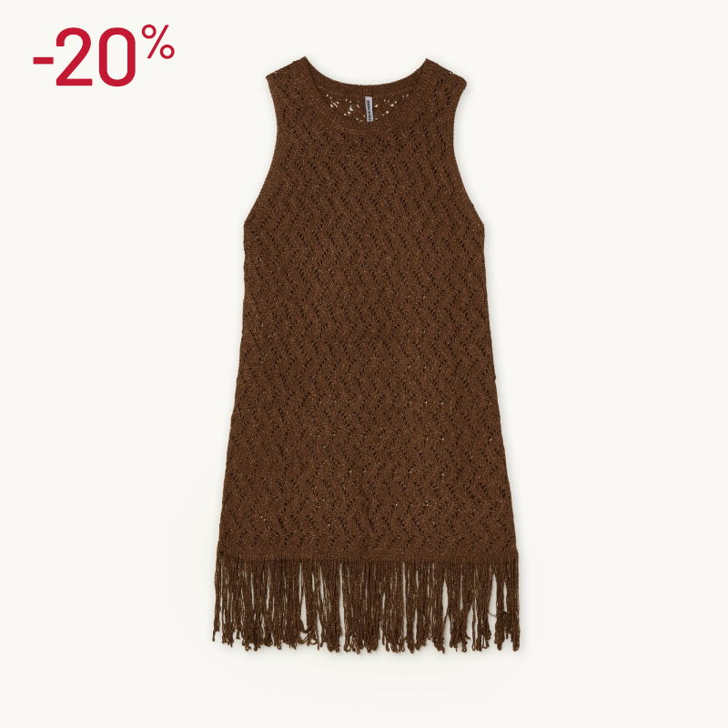 Abito Corto Effetto Crochet Con Frange
