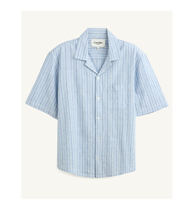 Linen Broadstripe SS - Blue