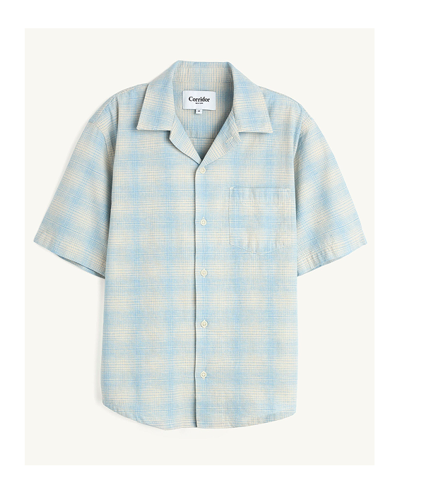 Linen Plaid SS - Light Blue