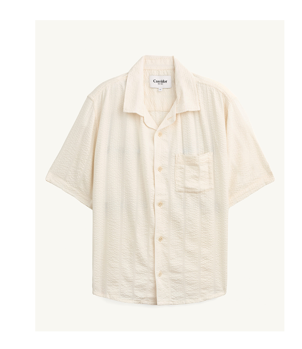 Striped Seersucker SS - White