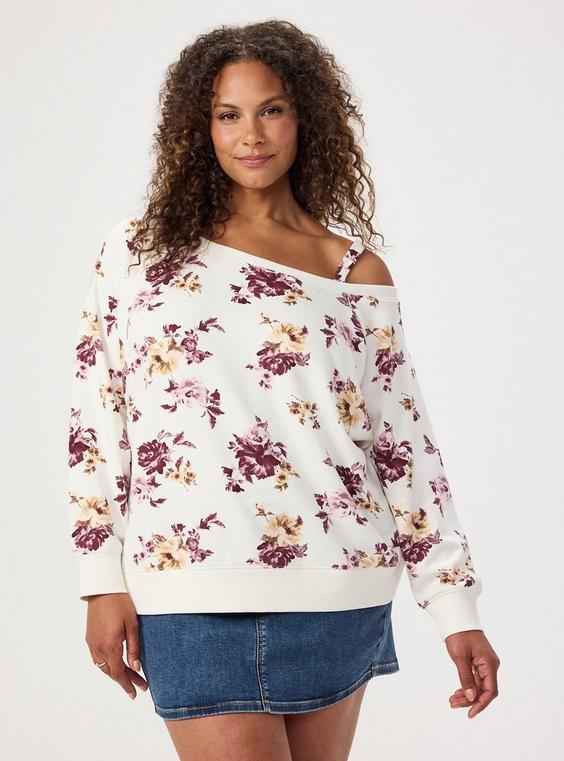 French Terry Off-Shoulder Sweatshirt