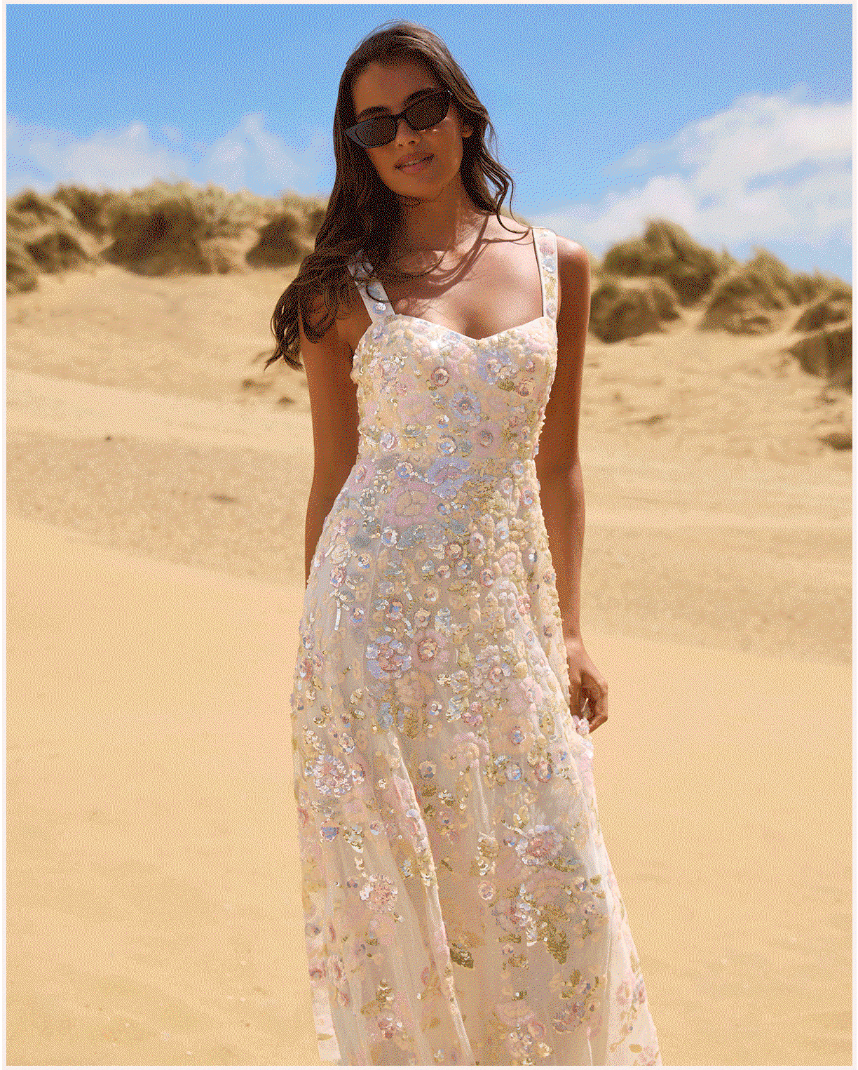Sequin Paradise Sweetheart Ankle Gown