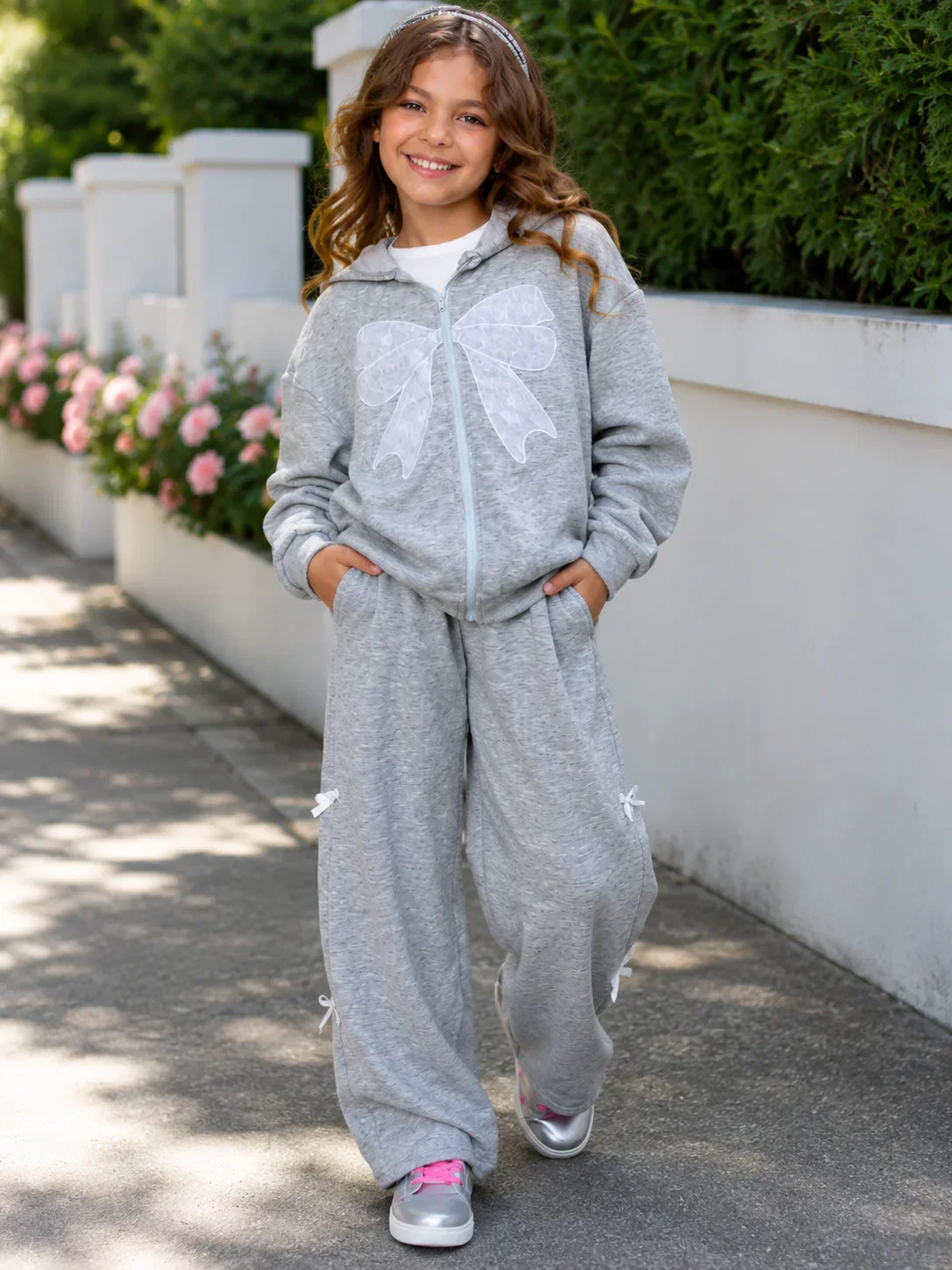 Image of Zip Hooded Jacket and Wide Leg Pant Set