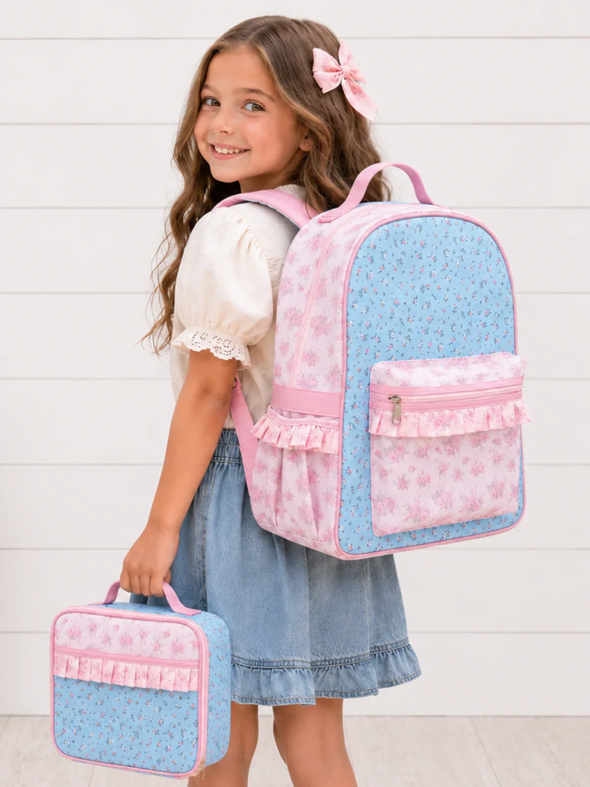 Image of Quilted Ruffle Backpack & Lunch Box