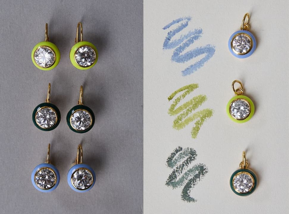 Enamel Bezel Earrings + Enamel Bezel Charms