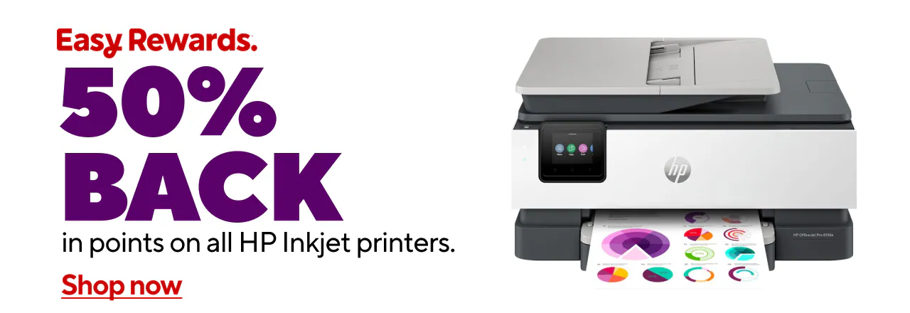 50% back in points on all HP Inkjet printers