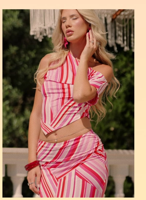 Shop One Shoulder Striped Side Ruched Blouse