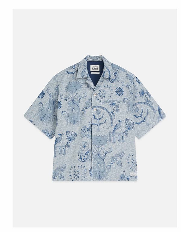 Scotch & Soda x Royal Delft Loose Short-Sleeved Jacquard Shirt