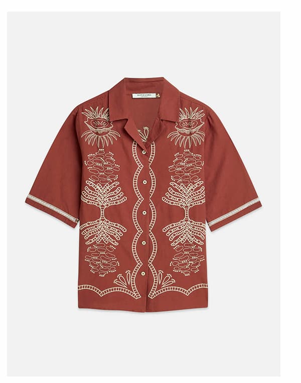 Embroidered Short Sleeved Fitted Shirt
