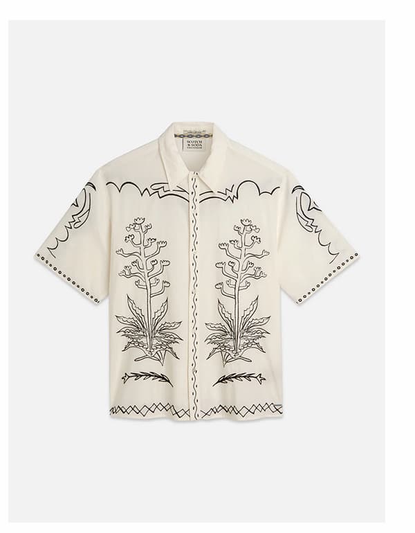 Embroidered Seersucker Relaxedfit Shortsleeved Shirt