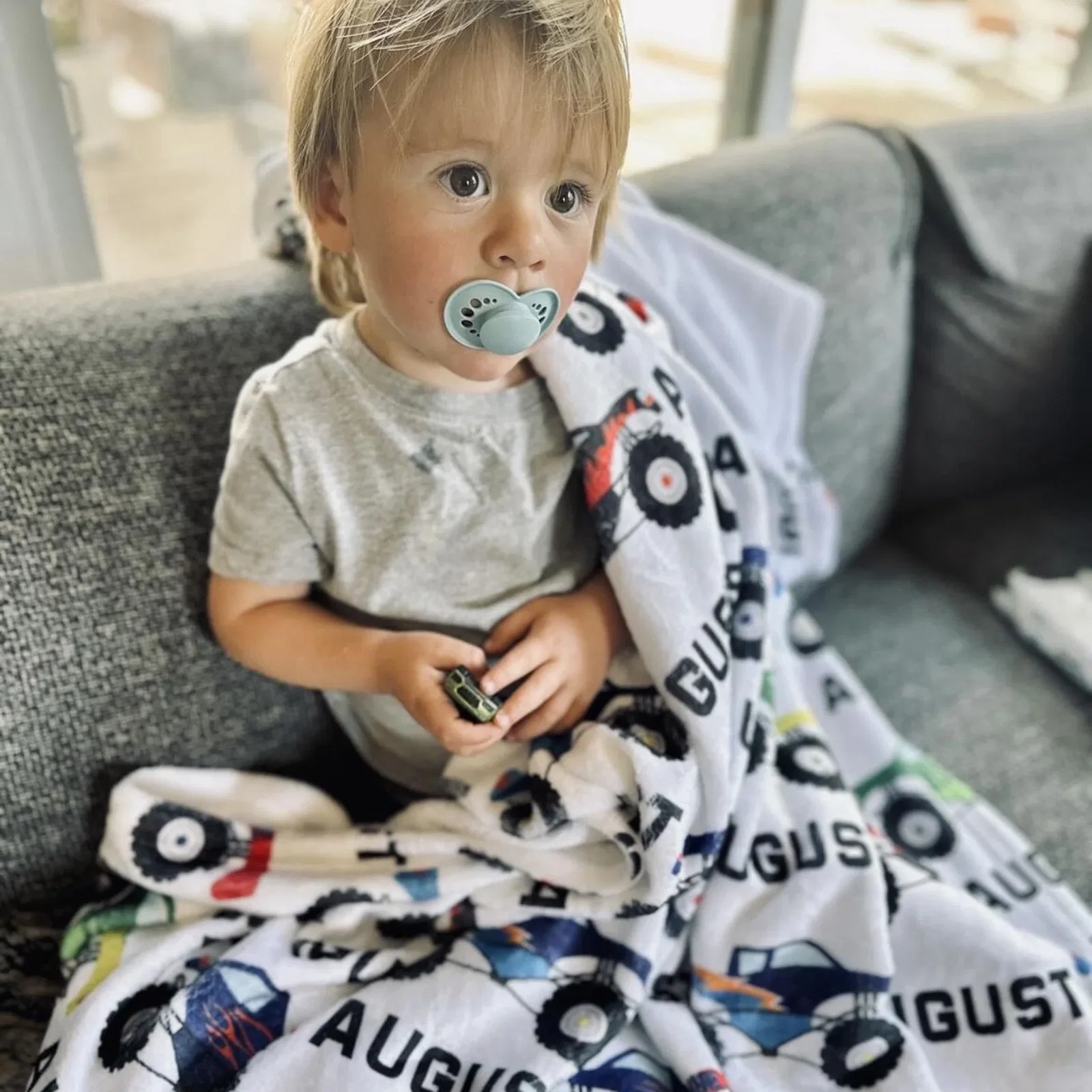 Image of Monster Trucks Name Blanket
