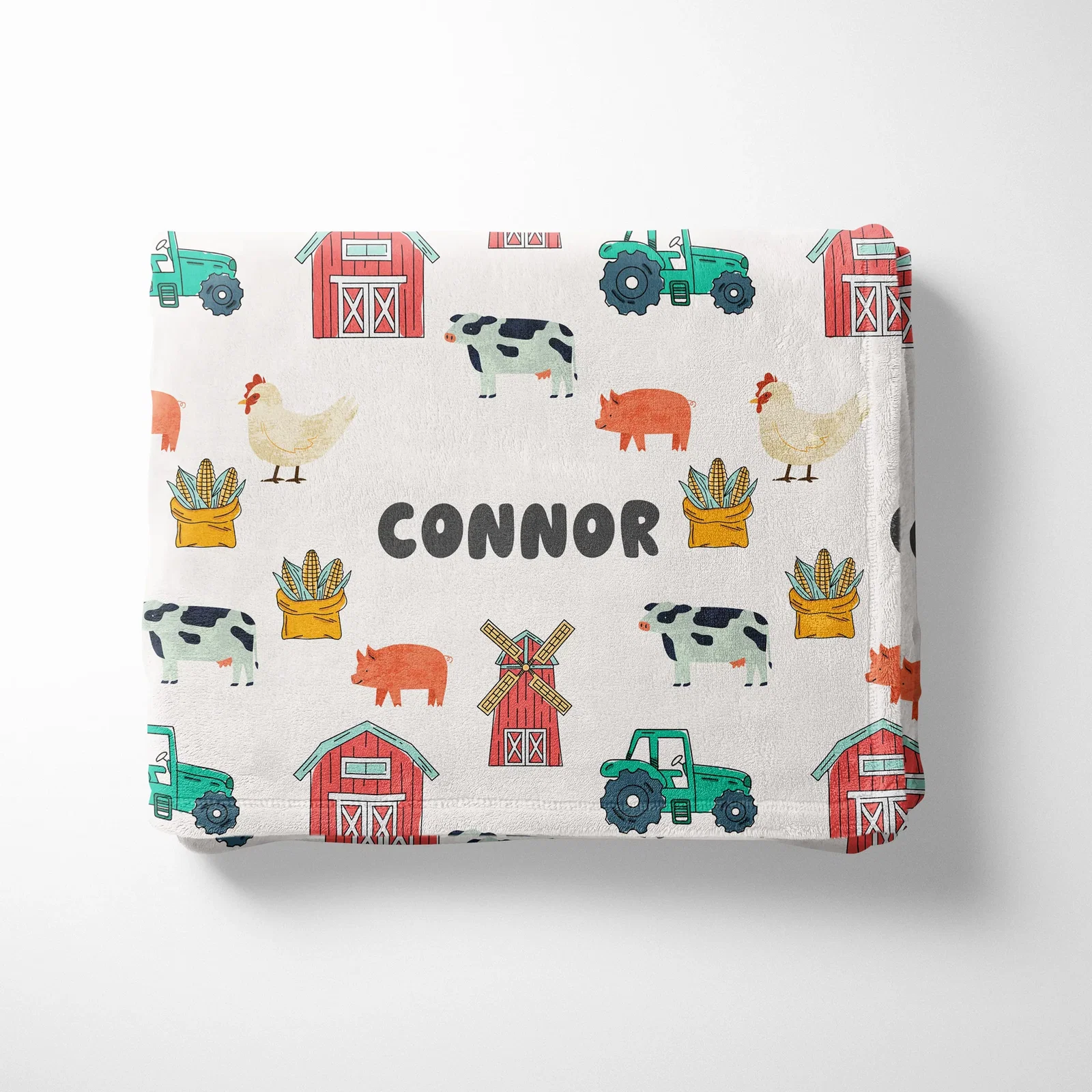 Image of Custom Farm Blanket with Personalized Name and Cozy Design