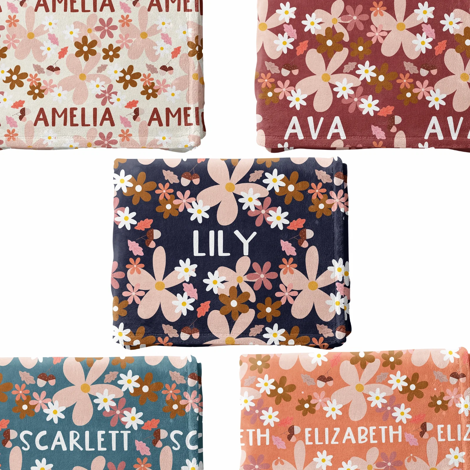 Image of Fall Floral Name Blanket