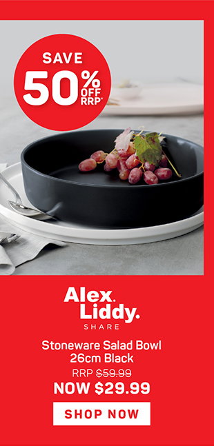 Alex Liddy Share Stoneware Salad Bowl 26cm Black