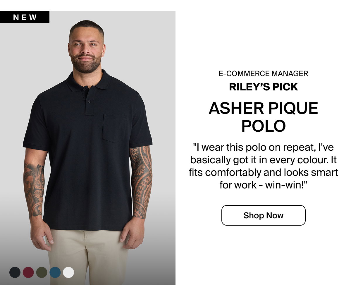 Black Asher Pique Polo