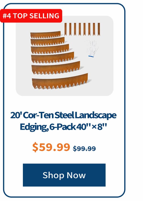 20' Cor-Ten Steel Landscape Edging, 6-Pack 40" × 8" Hammer