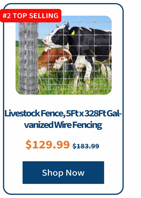 Livestock Fence, 5Ft x 328Ft Galvanized Wire Fencing