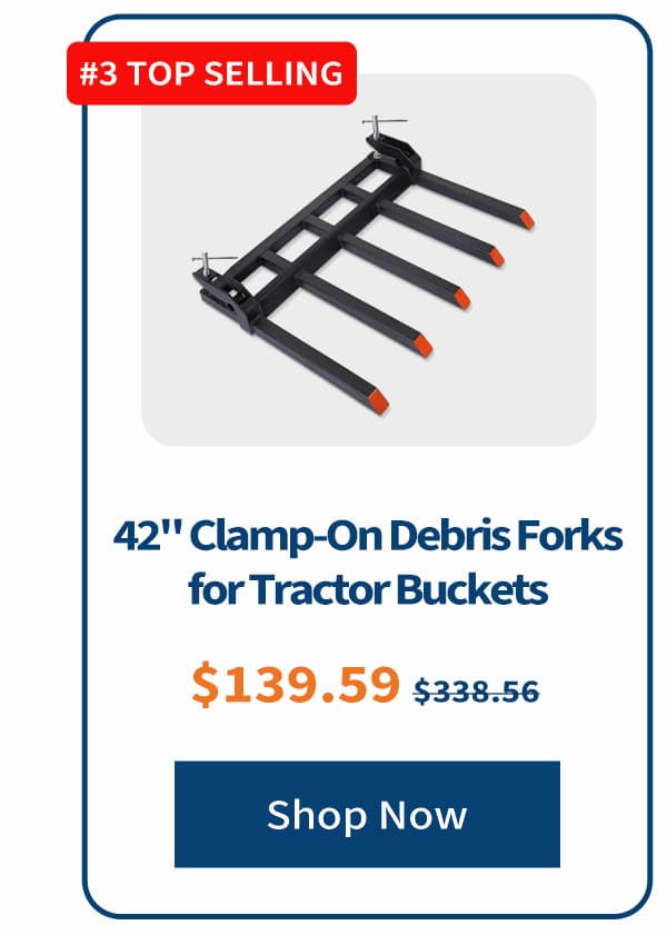42" Clamp-On Debris Forks for Tractor Buckets