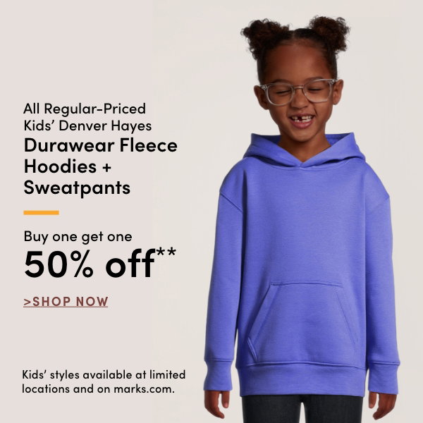 All Regular-Priced Kids' Denver Hayes Durawear Fleece Hoodies + Sweatpants Buy one get one 50% OFF*