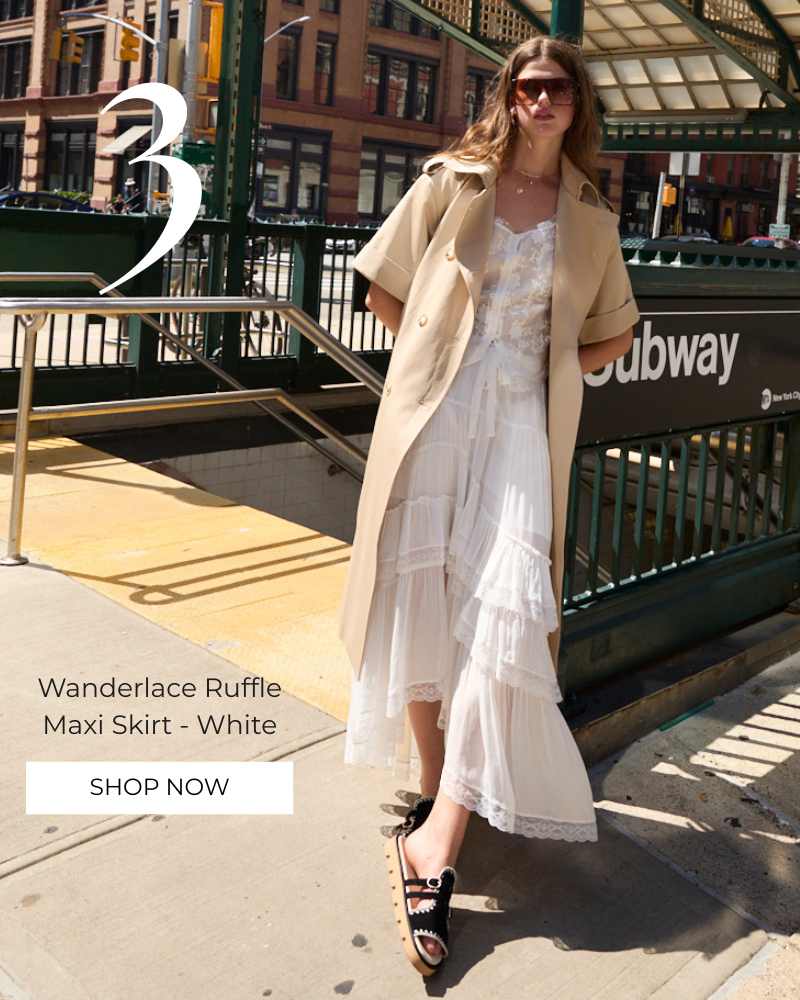 Wanderlace Ruffle Maxi Skirt - White