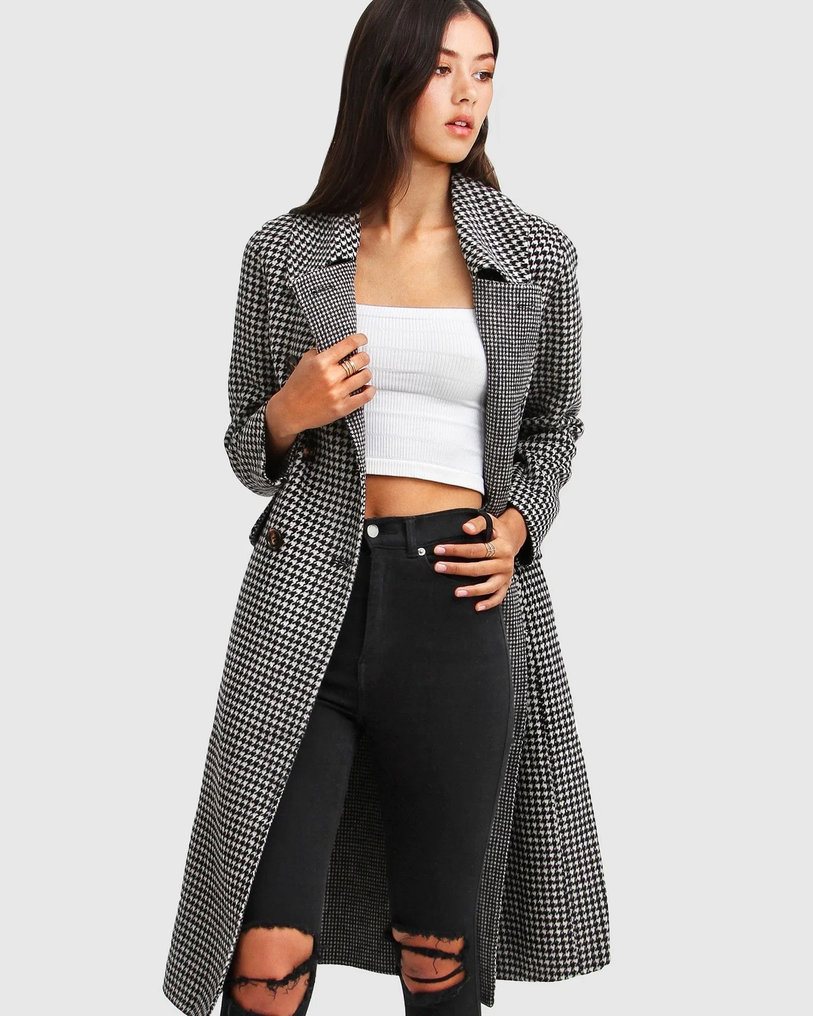 Image of Save My Love Wool Coat - Black & White Check