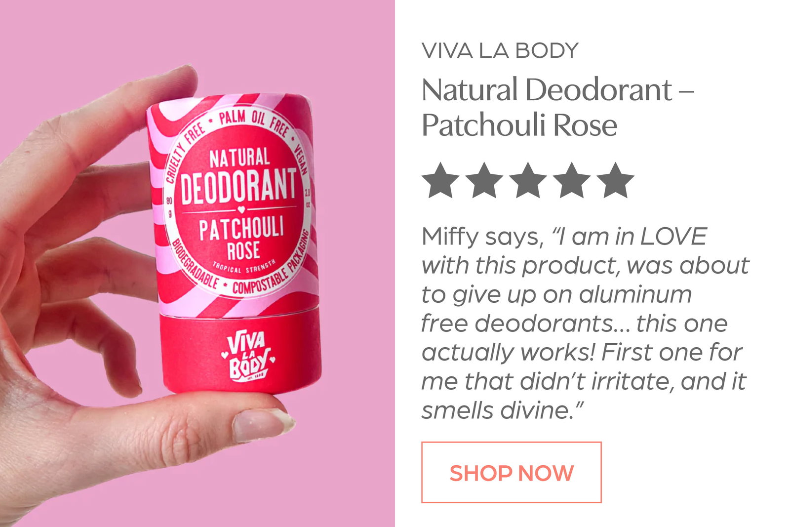 Shop Viva La Body Natural Deodorant - Patchouli Rose. “I am in LOVE with this product” Miffy