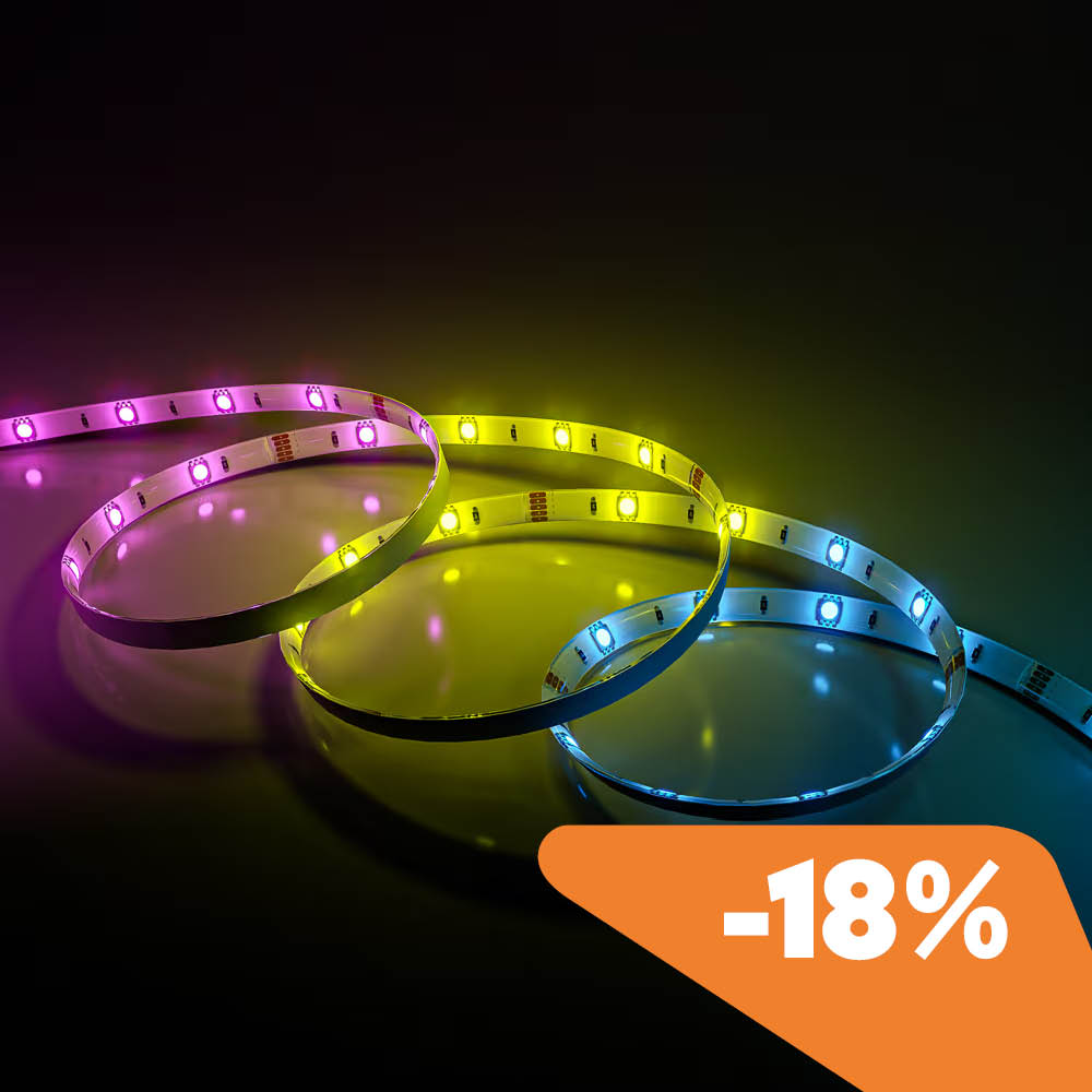 Liora Smart LED Strip 5m - WiFi & Bluetooth - RBGIC - With remote control - IP44 for indoor and outdoor use - SMD 5050 - 24 LEDs/m
