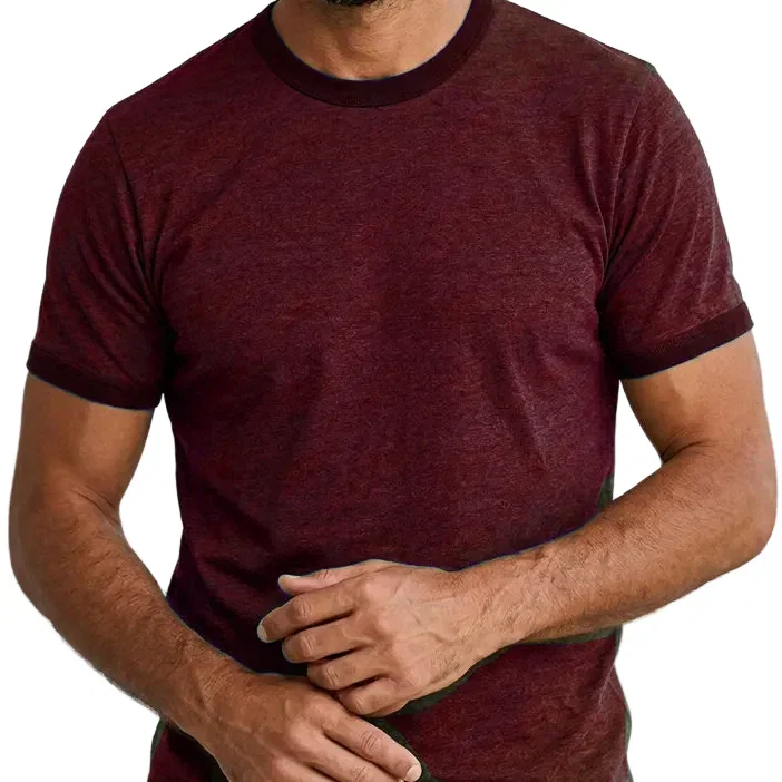 Image of The "BLOCKER" Deep Cranberry Tonal Overdyed Tri-Blend Ringer T-Shirt