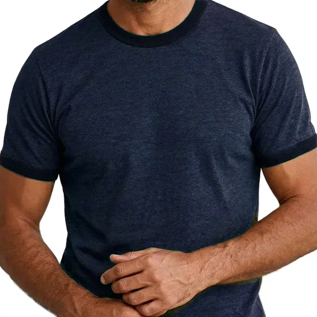 Image of The "BLOCKER" Dark Navy Blue Tonal Overdyed Tri-Blend Ringer T-Shirt
