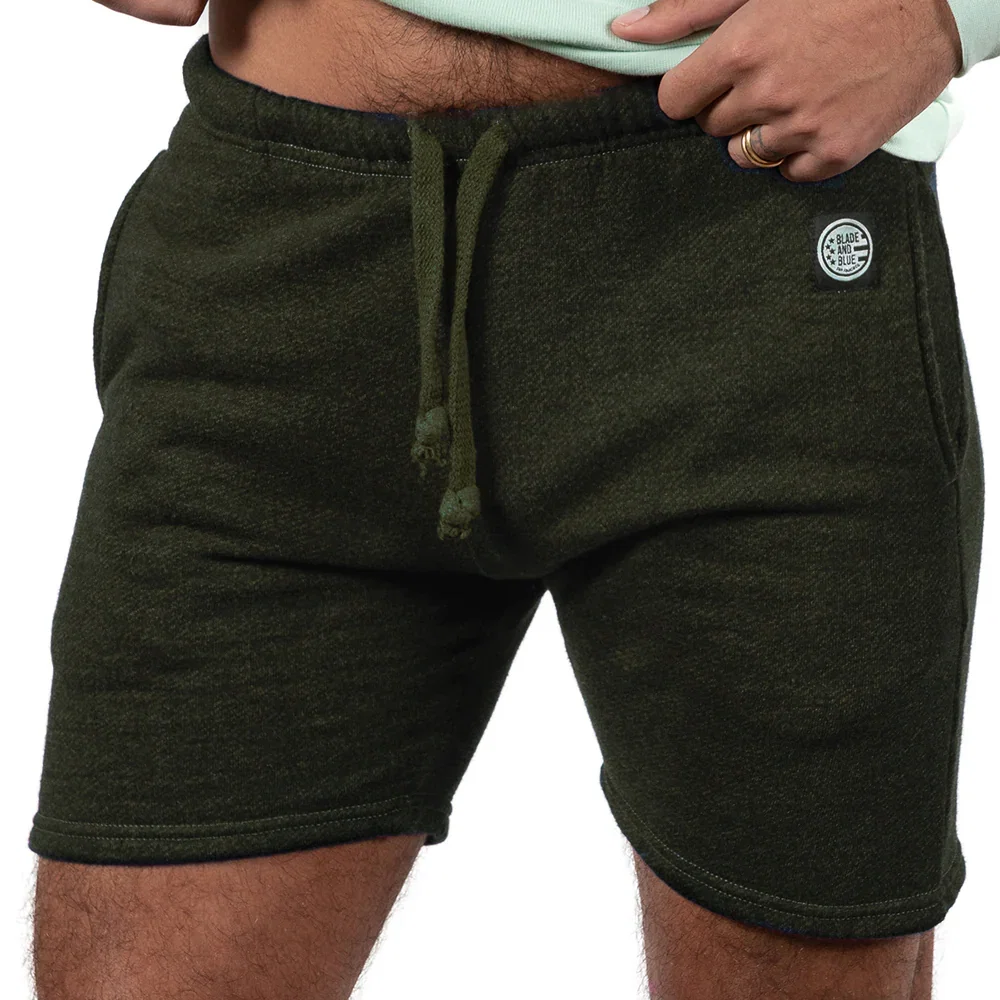 Image of The Cruiser French Terry 5" Varsity Sweat Shorts in Dark Army Green - Made In USA