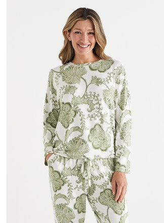 Heritage Paisley Brushed Rib Pyjama Top