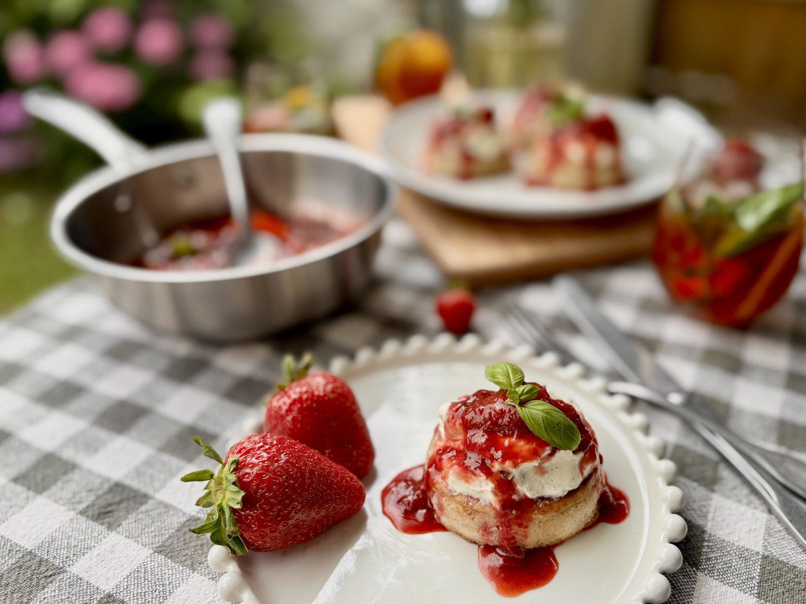 Strawberry & Basil Buttermilk Crumpets