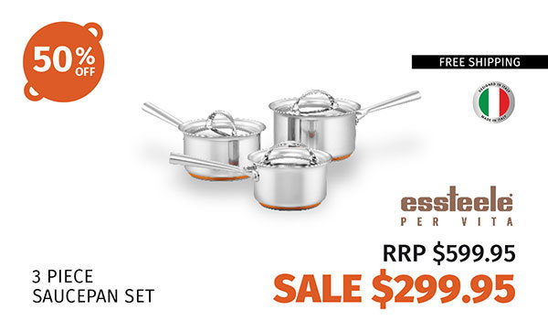Essteele Per Vita Stainless Steel 3 Piece Covered Saucepan Set