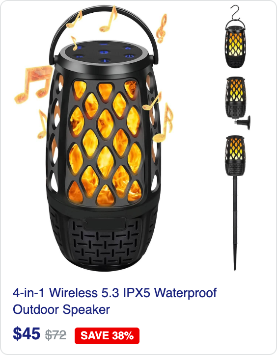 4-in-1 Wireless 5.3 IPX5 Waterproof Outdoor Speaker
