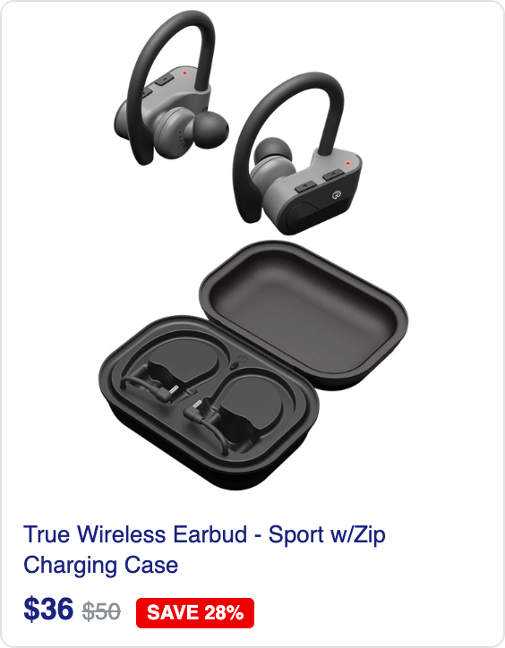 True Wireless Earbud - Sport w/Zip Charging Case