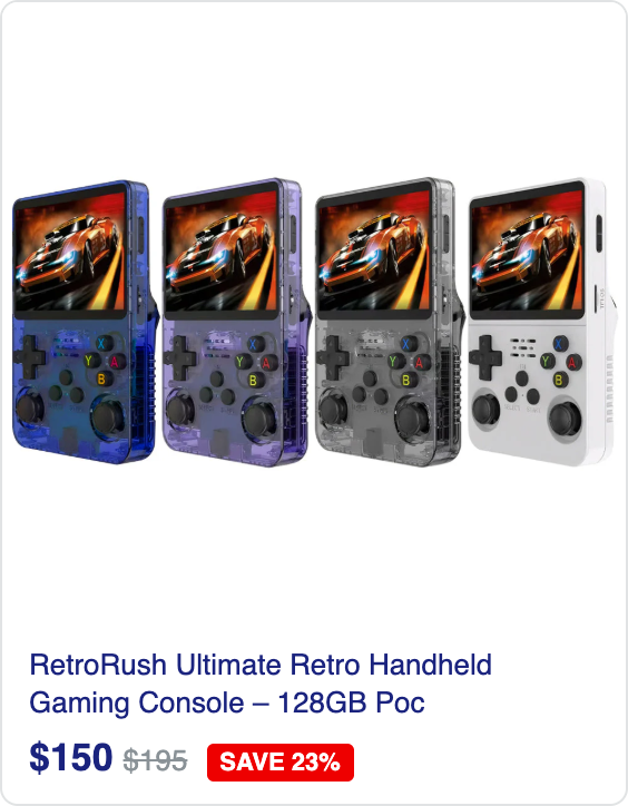 RetroRush Ultimate Retro Handheld Gaming Console – 128GB Pocket Arcade, Hi-Res Screen, 20k Games!