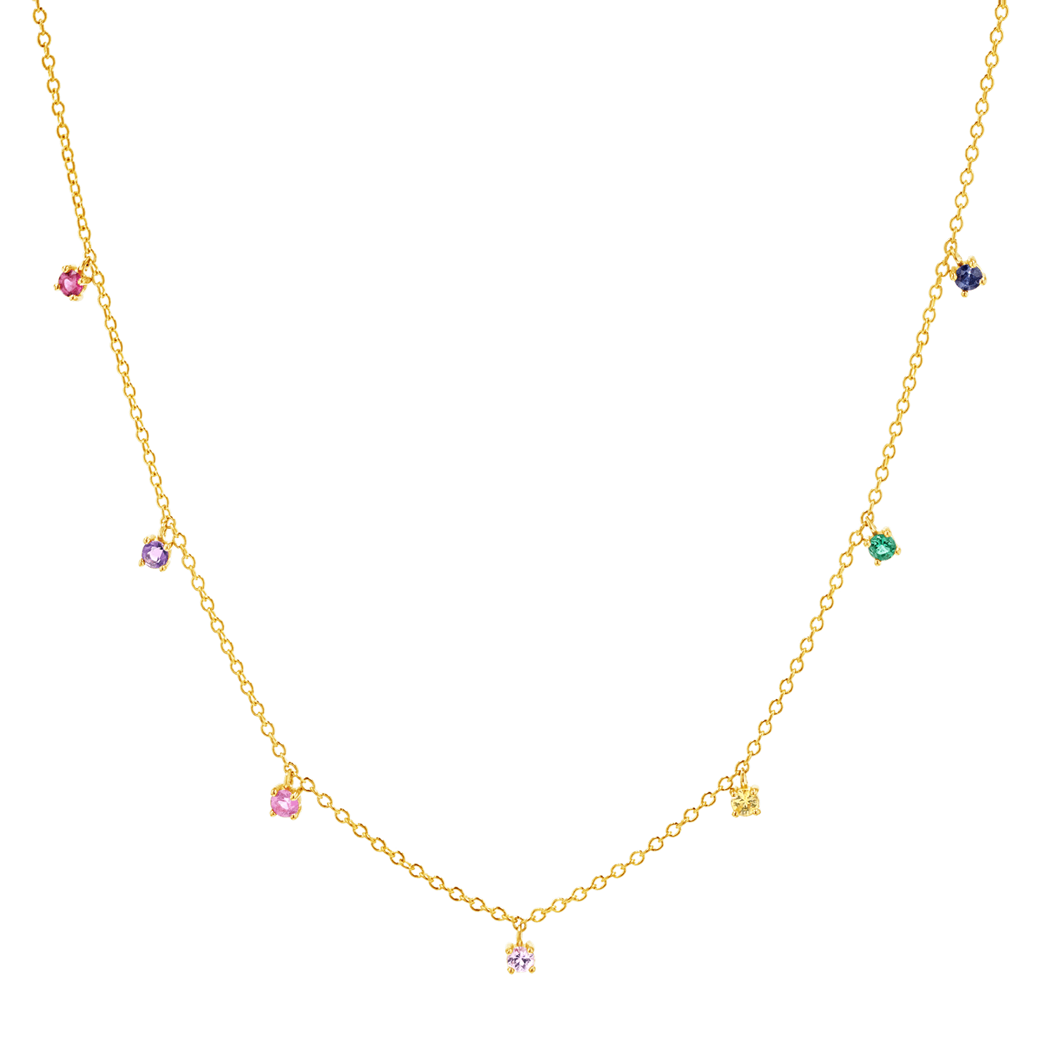 Image of Rainbow Gemstone Drop Necklace