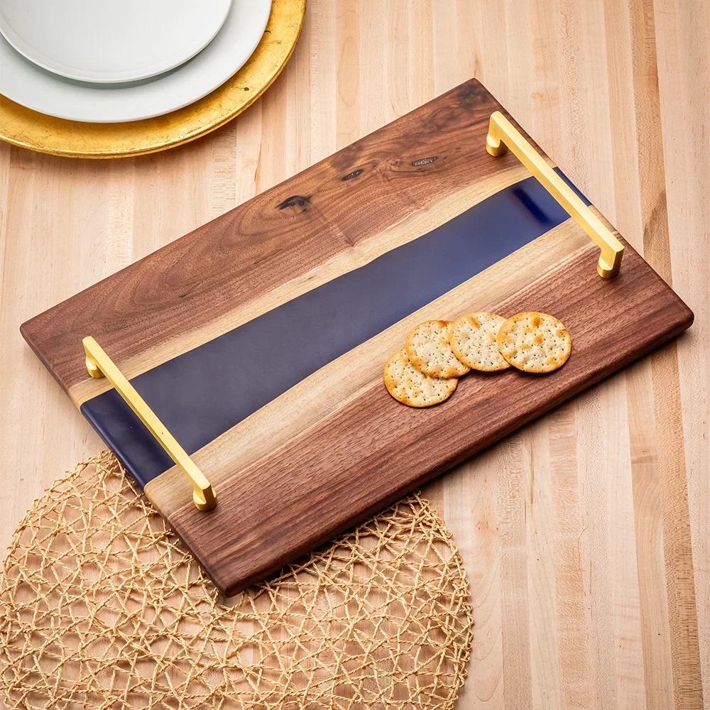 Tray with epoxy river