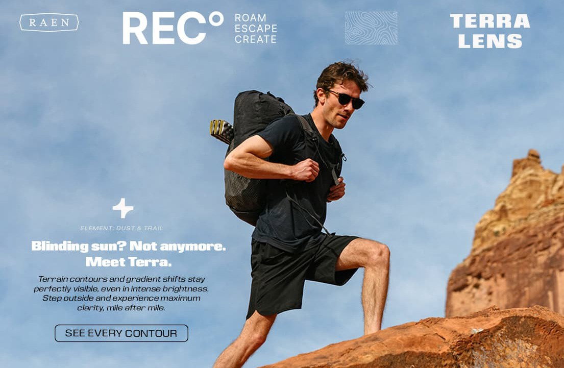Experience true color balance on the trail with RAEN Terra smoke-base lenses.