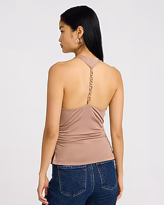 Cowl Neck Chain Back Strap Tank