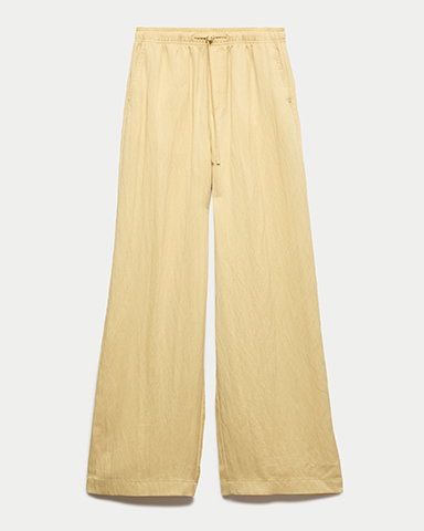Lyocell Rich Drawstring Wide Leg Trousers in Yellow
