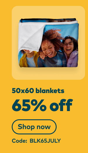50x60 blankets 65% off. Code: BLK65JULY. Shop now.