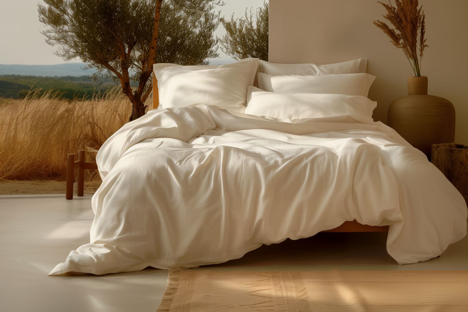 Organic Cotton Sateen Sheet Set in ivory