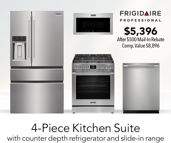 Frigidaire Professional - 4-Piece Kitchen Appliance Package with counter-depth refrigerator and slide-in range