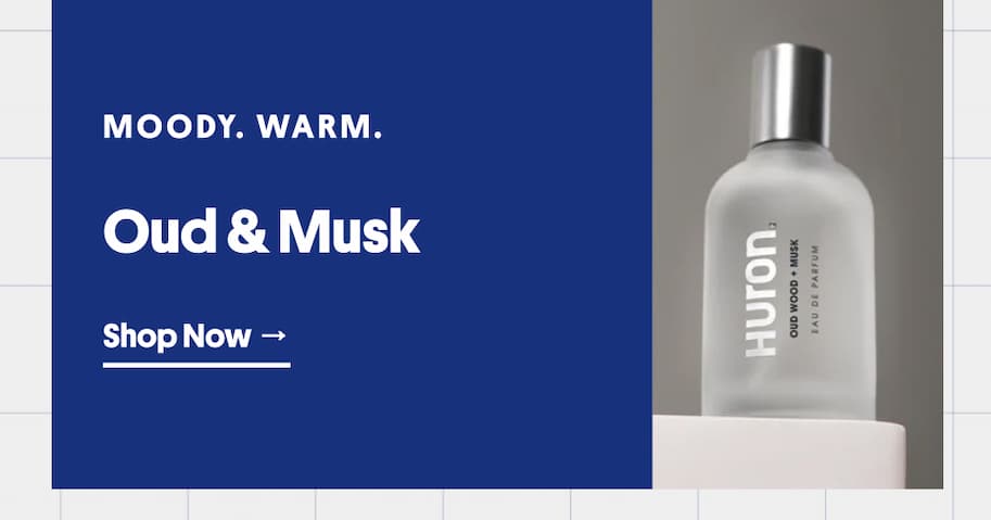 Moody. Warm. Oud & Musk. CTA: Shop Now