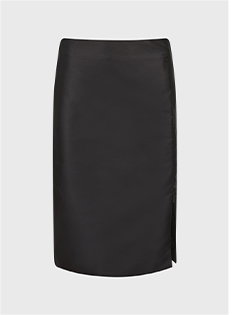 Black Satin Mid-Length Pencil Skirt